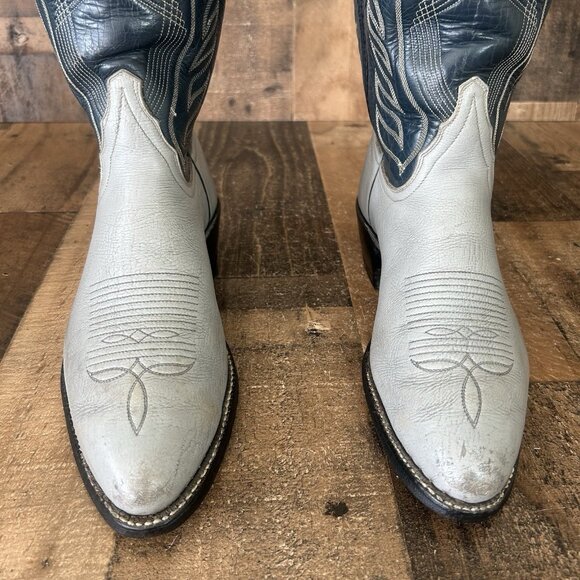 Tony Lama Gold Label Vintage Blue Gray Cowboy Boots Mens 9 D - Picture 10 of 12